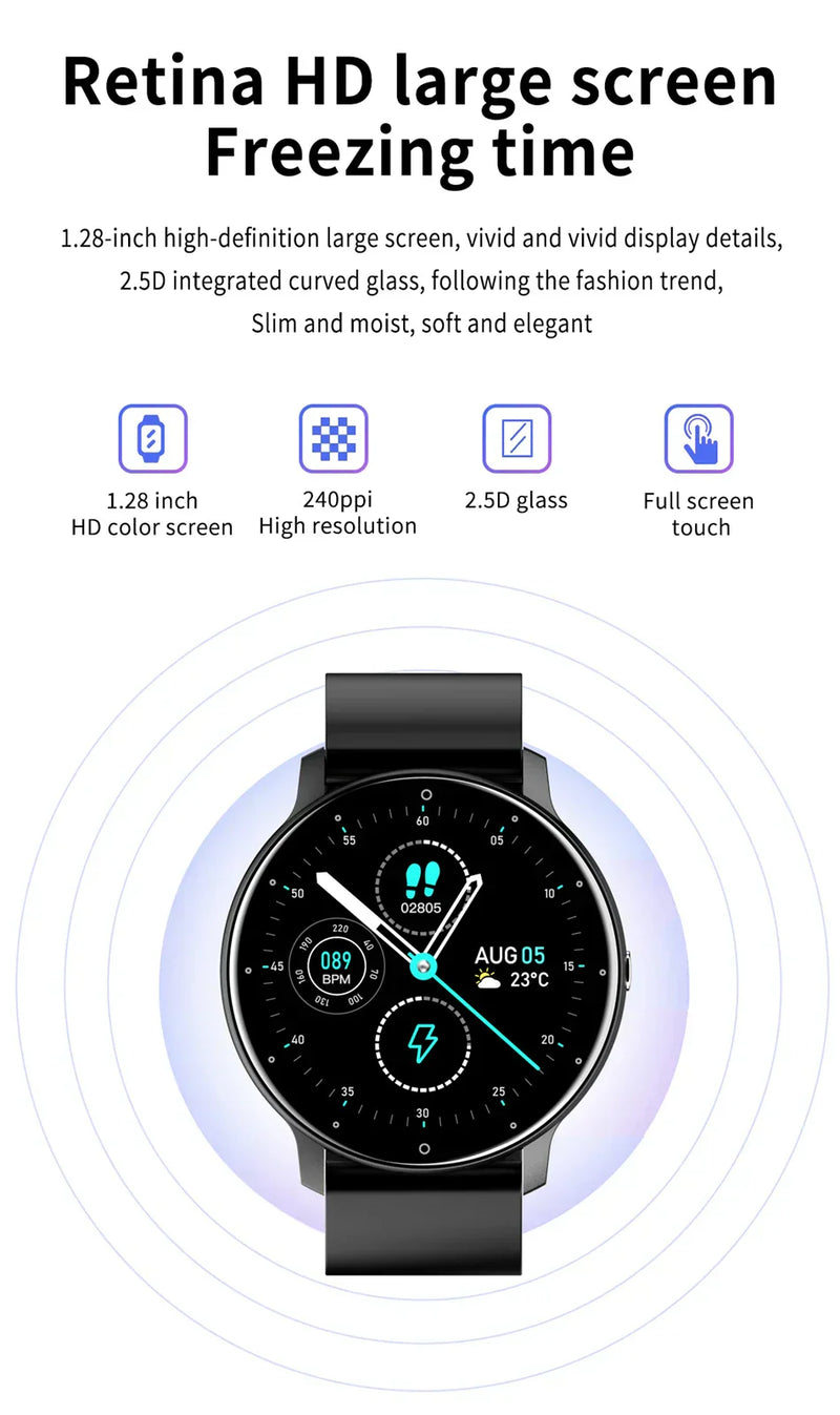 New Smart Watch Men Full Touch Screen Sport Fitness Watch IP67 Waterproof