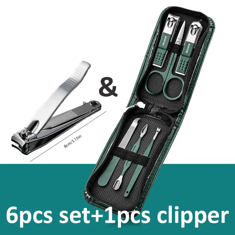 Ouriner 6-18Pcs Portable Manicure Sets Pedicure Kits Bright